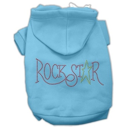 Rock Star Rhinestone Hoodies Baby Blue L