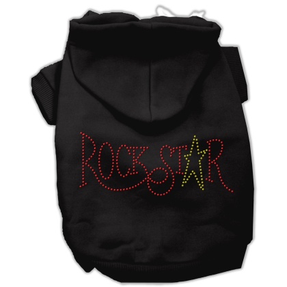 Rock Star Rhinestone Hoodies Black L