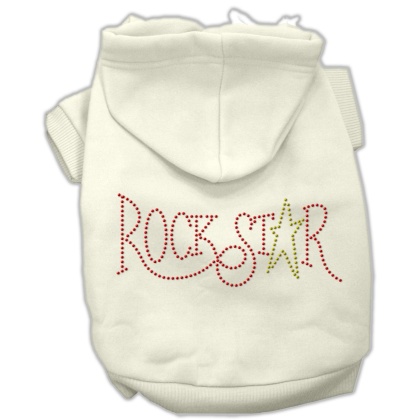 Rock Star Rhinestone Hoodies Cream L