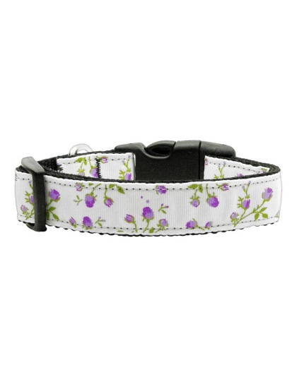 Roses Nylon Ribbon Collar Purple Large