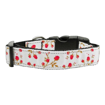 Roses Nylon Ribbon Collar Red Large