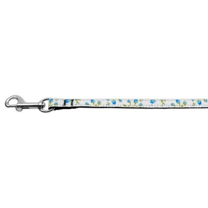 Roses Nylon Ribbon Leash Blue 3/8 inch wide 4ft Long