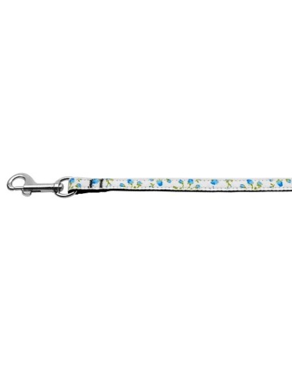 Roses Nylon Ribbon Leash Blue 3/8 inch wide 4ft Long