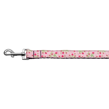 Roses Nylon Ribbon Leash Light Pink 1 inch wide 4ft Long