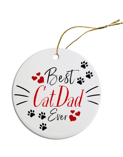 Round Christmas Ornament Best Cat Dad