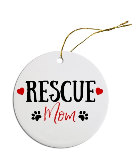 Round Christmas Ornament Rescue Mom