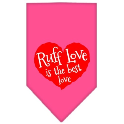 Ruff Love Screen Print Bandana Bright Pink Large