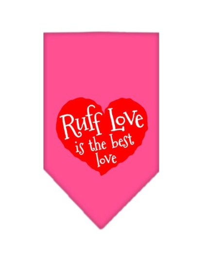 Ruff Love Screen Print Bandana Bright Pink Large