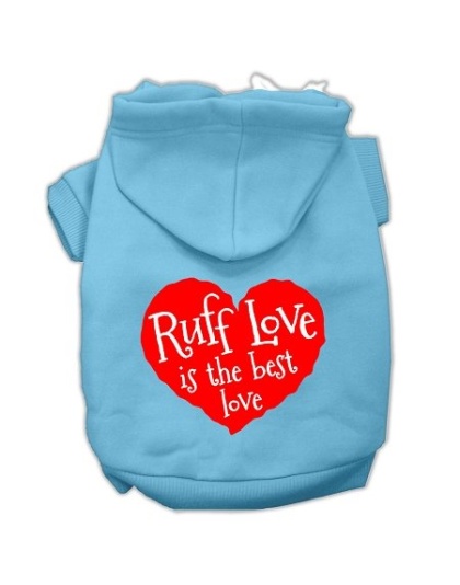 Ruff Love Screen Print Pet Hoodies Baby Blue Size Lg