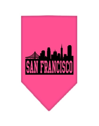 San Francisco Skyline Screen Print Bandana Bright Pink Large