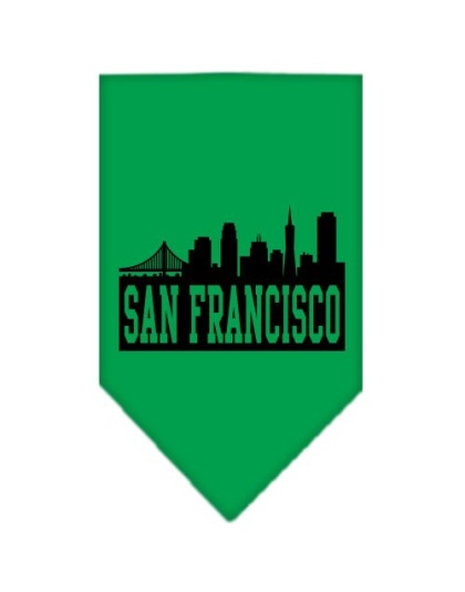 San Francisco Skyline Screen Print Bandana Emerald Green Large