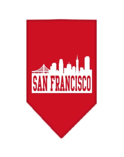 San Francisco Skyline Screen Print Bandana Red Large