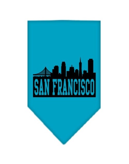 San Francisco Skyline Screen Print Bandana Turquoise Large