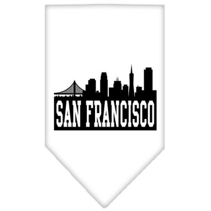 San Francisco Skyline Screen Print Bandana White Large