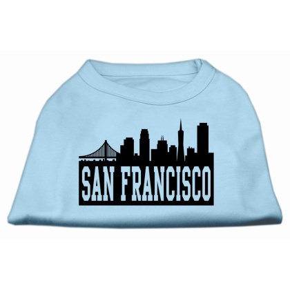 San Francisco Skyline Screen Print Shirt Baby Blue Lg