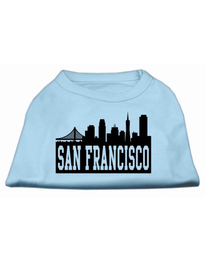 San Francisco Skyline Screen Print Shirt Baby Blue Lg