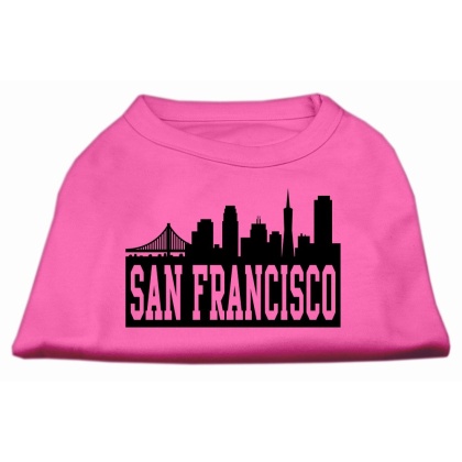 San Francisco Skyline Screen Print Shirt Bright Pink Lg