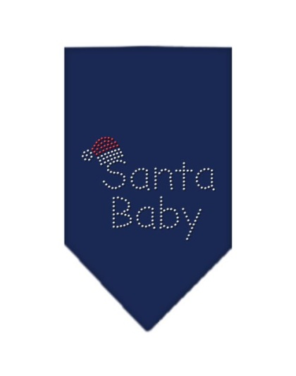 Santa Baby Rhinestone Bandana Navy Blue large