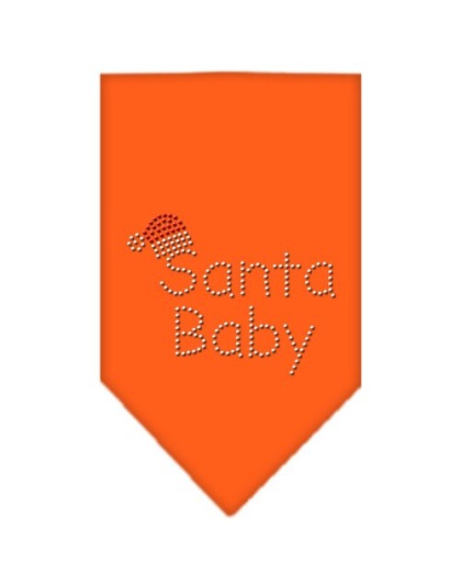 Santa Baby Rhinestone Bandana Orange Large