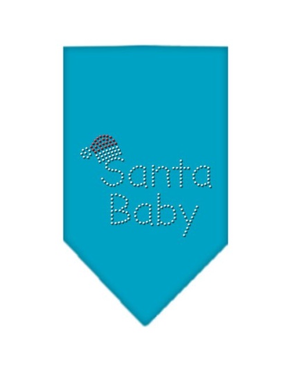 Santa Baby Rhinestone Bandana Turquoise Large