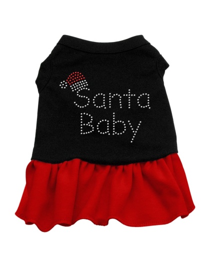 Santa Baby Rhinestone Dress Black with Red Lg