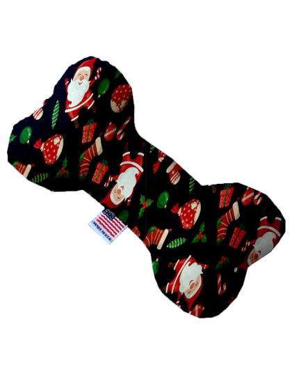 Santa Fun 10 Inch Canvas Bone Dog Toy