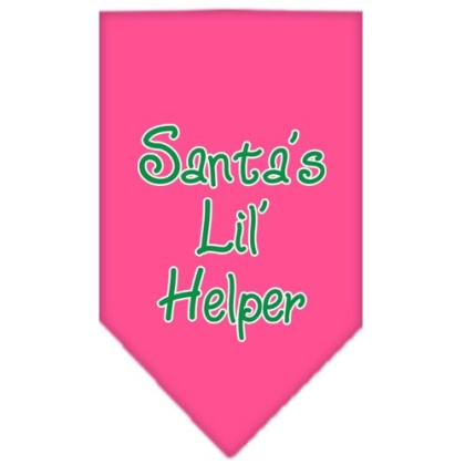 Santa Lil Helper Screen Print Bandana Bright Pink Large