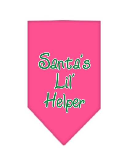 Santa Lil Helper Screen Print Bandana Bright Pink Large