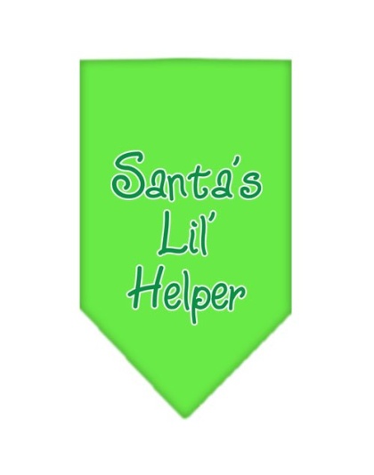 Santa Lil Helper Screen Print Bandana Lime Green Large