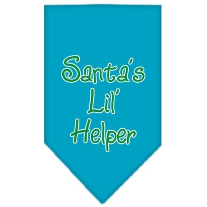 Santa Lil Helper Screen Print Bandana Turquoise Large