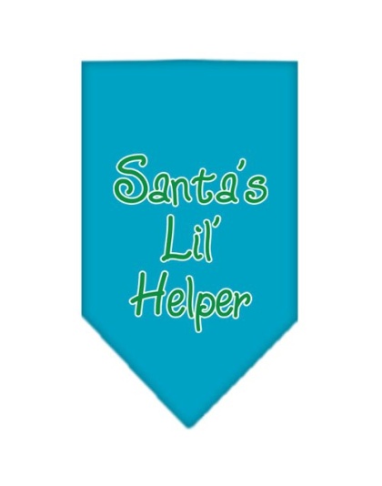 Santa Lil Helper Screen Print Bandana Turquoise Large