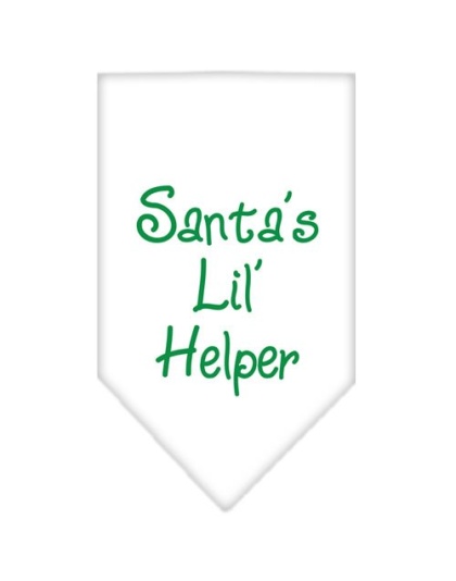 Santa Lil Helper Screen Print Bandana White Large