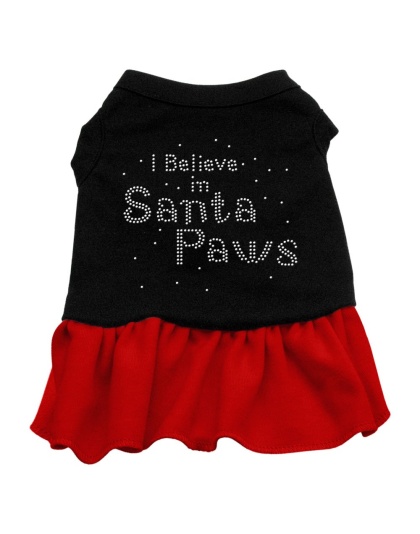 Santa Paws Rhinestone Dress Black with Red Lg