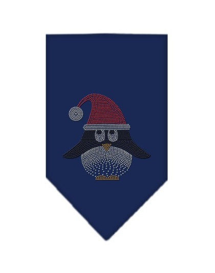 Santa Penguin Rhinestone Bandana Navy Blue large