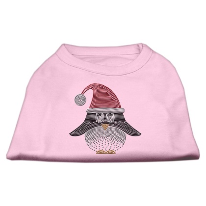 Santa Penguin Rhinestone Dog Shirt Light Pink Lg