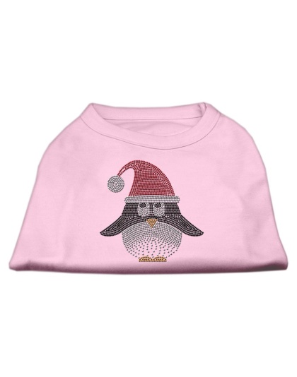 Santa Penguin Rhinestone Dog Shirt Light Pink Lg