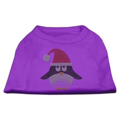 Santa Penguin Rhinestone Dog Shirt Purple Lg