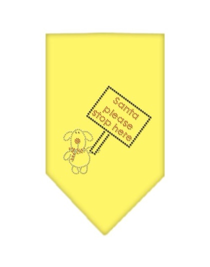 Santa Please Stop here Rhinestone Bandana Yellow Large