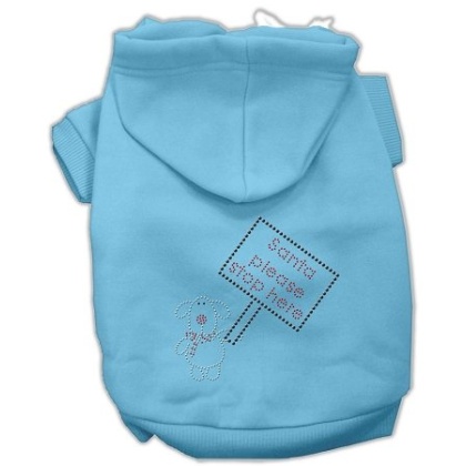 Santa Stop Here Hoodies Baby Blue L