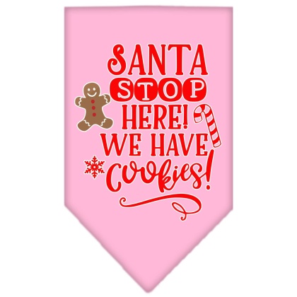 Santa, We Have Cookies Screen Print Bandana Light Pink Large