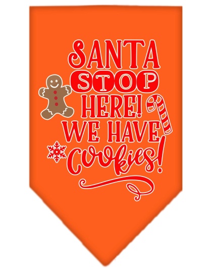 Santa, We Have Cookies Screen Print Bandana Orange Large