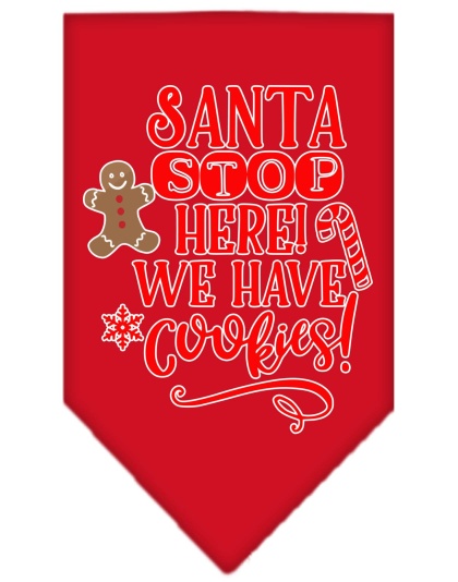 Santa, We Have Cookies Screen Print Bandana Red Large