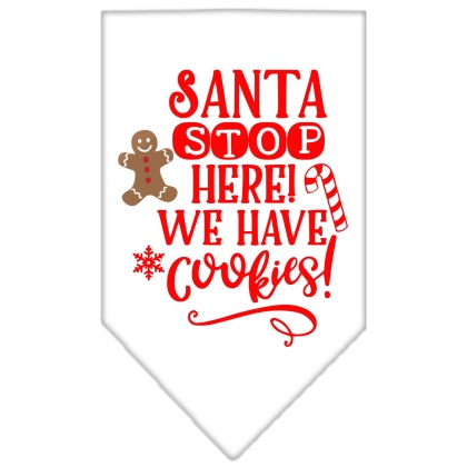 Santa, We Have Cookies Screen Print Bandana White Large