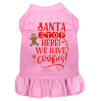 Santa, We Have Cookies Screen Print Dog Dress Light Pink 4X