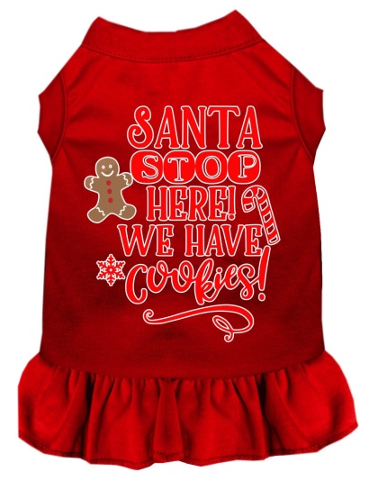 Santa, We Have Cookies Screen Print Dog Dress Red 4X