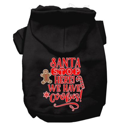 Santa, We Have Cookies Screen Print Dog Hoodie Black L