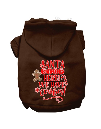 Santa, We Have Cookies Screen Print Dog Hoodie Brown L