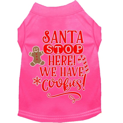 Santa, We Have Cookies Screen Print Dog Shirt Bright Pink Lg