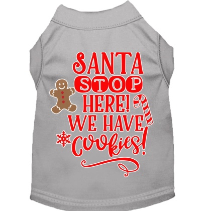 Santa, We Have Cookies Screen Print Dog Shirt Grey Lg