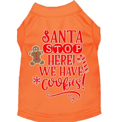 Santa, We Have Cookies Screen Print Dog Shirt Orange Lg